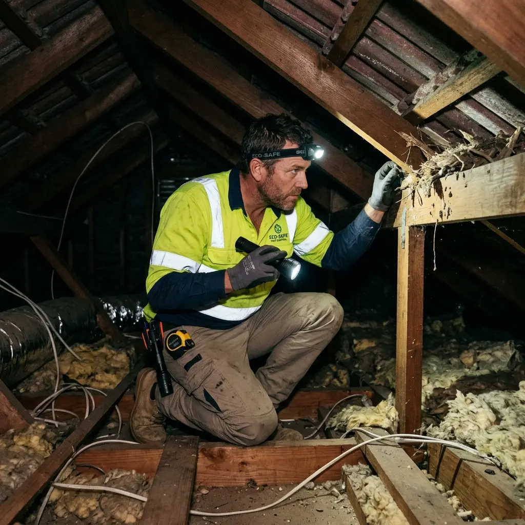 Technician using detection equipment to locate a dead rat inside a Glen Huntly wall cavity